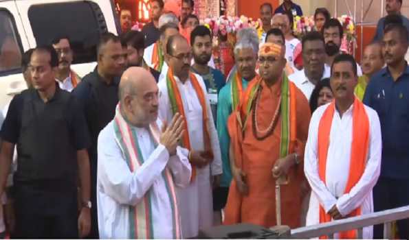 Amit Shah Unveils Ram Mandir Temple Themed Durga Puja Pandal In Kolkata