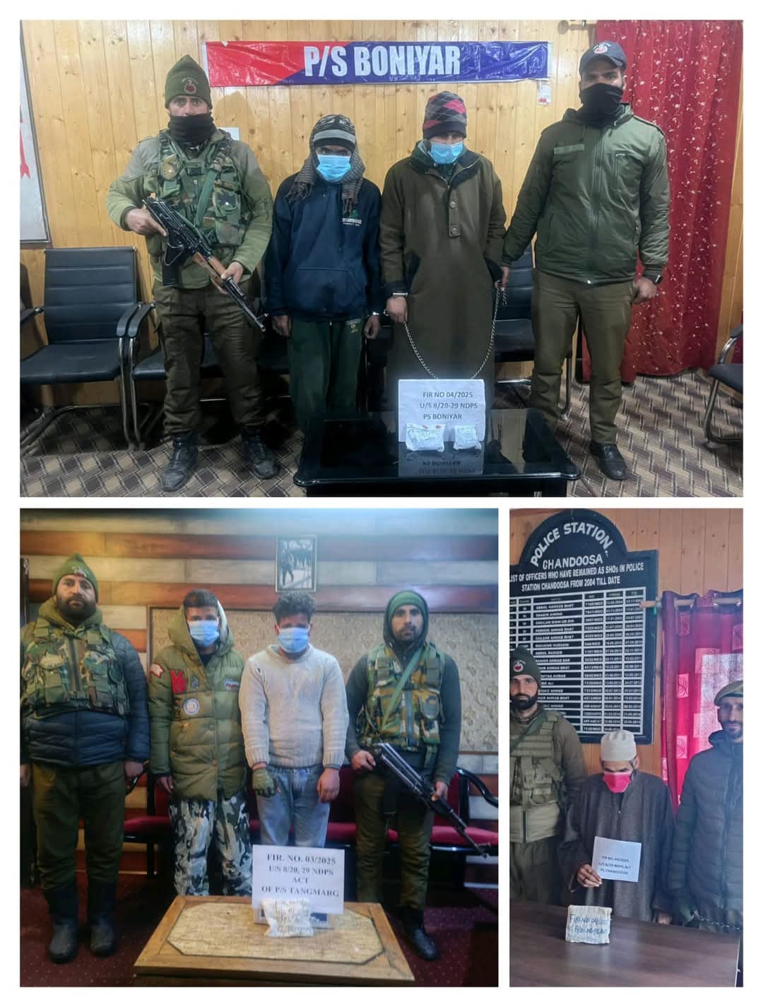 5 drug peddlers arrested in Baramulla; contraband substances recovered -