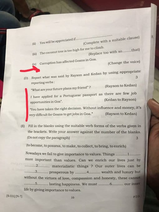SSCE English Paper belittles life in Goa elevates living in Portugal