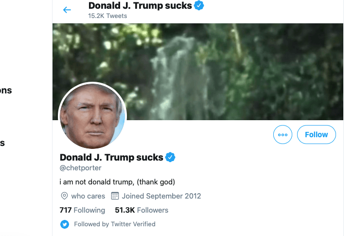 Twitter gives blue tick to parody Trump account that mocks Trump