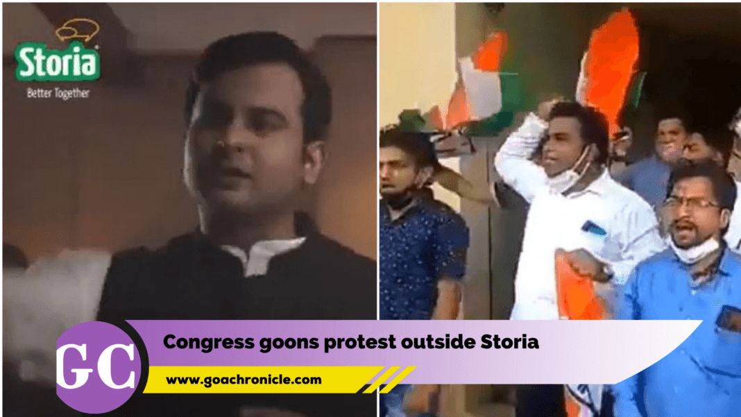 Congress goons protest outside Storia