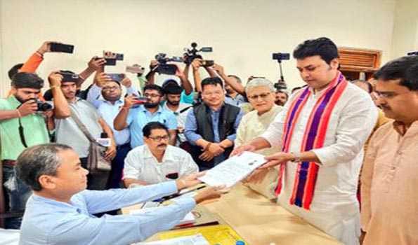 Biplab Deb files nomination for Tripura RS bypoll