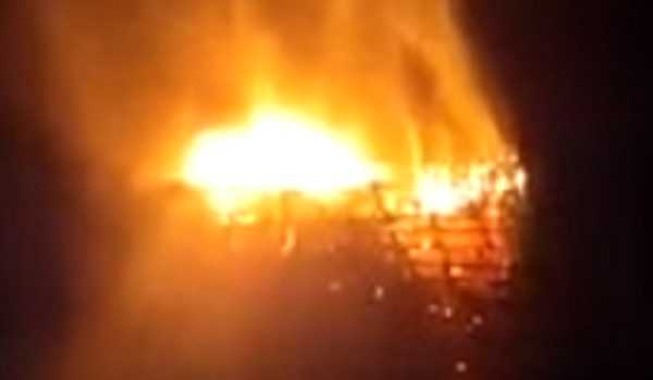 Fire destroys scaffolding of temple tower in TN