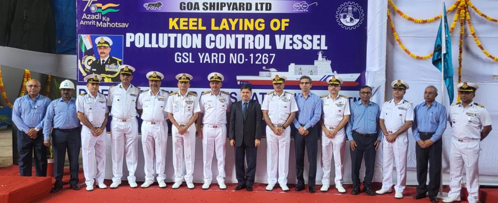 Keel laid for construction of two Coast Guard Pollution Control Vessels (PCV) at Goa Shipyard
