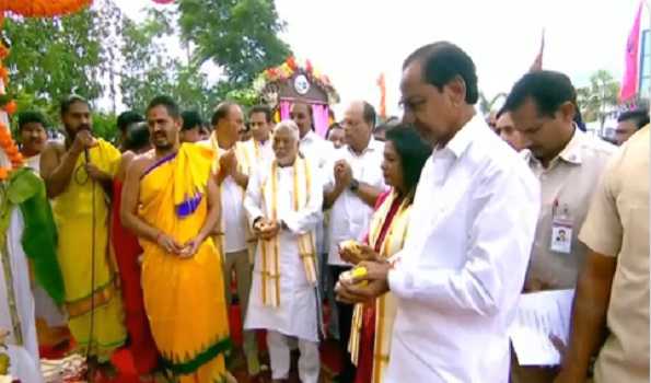 KCR lays foundation stone for Hyderabad Airport Exp Metro