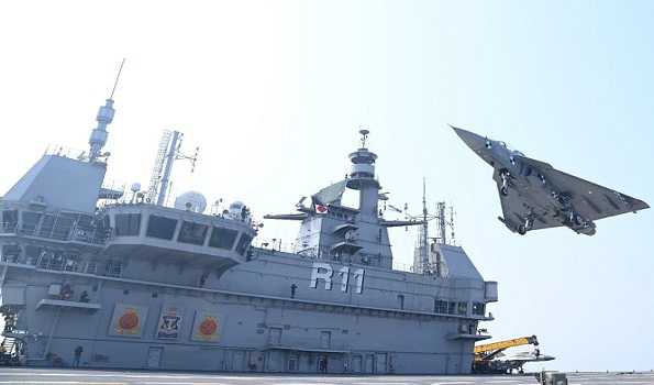 Maiden landing by MiG-29K on INS Vikrant