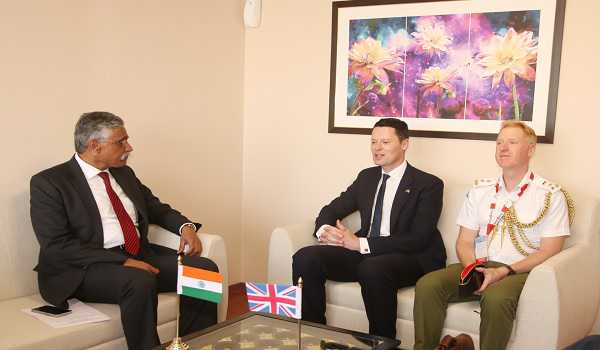 Defence Secretary meets UK delegation at Aero India