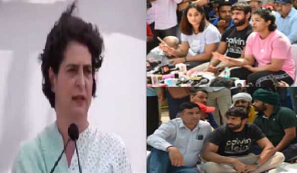 Priyanka backs protesting wrestlers, slams govt