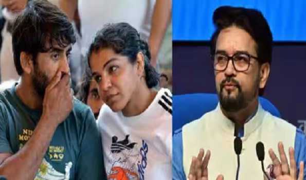 Bajrang & Sakshi meet sports minister Anurag Thakur