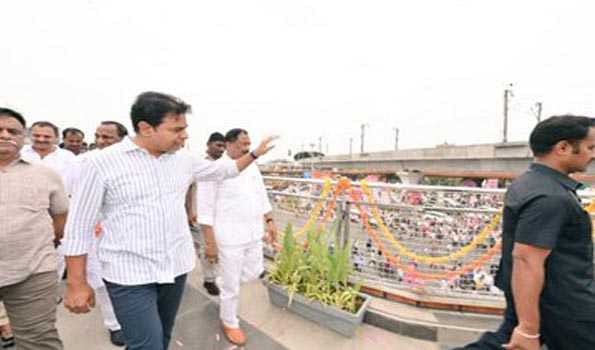 Minister KTR inaugurates Skywalk Tower at Uppal Chowrasta, easing pedestrian commute