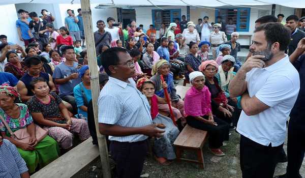Rahul meets displaced people in Manipur’s Moirang