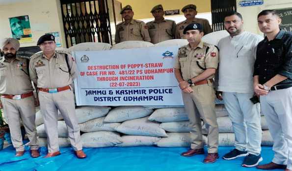 Police destroy over 770-kg seized contraband in J&K’s Udhampur