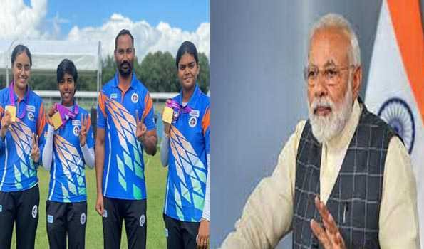 PM Modi hails Indian women’s compound team for winning gold in World Archery