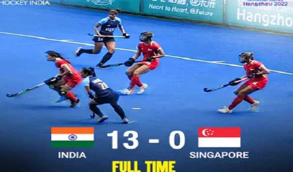 Asiad:Indian women’s hockey team thrash Singapore 13-0