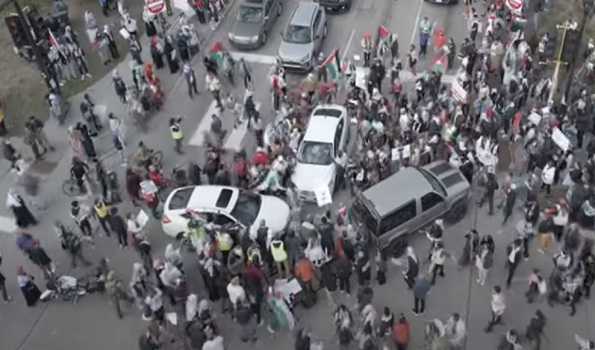 Car drives through pro-Palestinian demonstration in Minneapolis