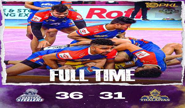 Haryana Steelers beat Tamil Thalaivas 36-31 in Pro Kabaddi League