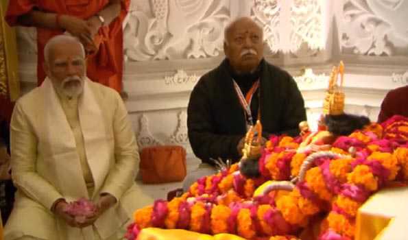 PM Modi consecrates Ram lalla’s idol in Ayodhya Ram Mandir