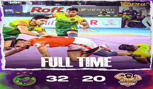 Patna Pirates defeat Gujarat Giants 32-20 in Pro Kabaddi League