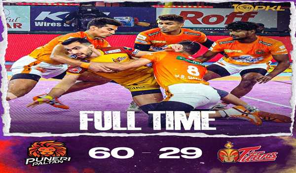 Puneri Paltan beat Telugu Titans 60-29 in Pro Kabaddi League