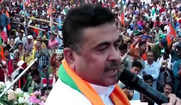 Suvendu greets people of Nandigram to mark his 2021 assembly
