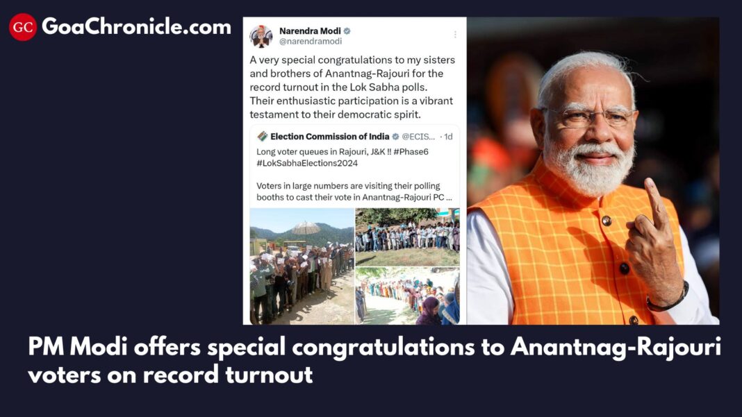 PM Modi offers special congratulations to Anantnag-Rajouri voters on record turnout