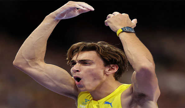 Pole vaulter Mondo Duplantis breaks world record at Paris Olympics