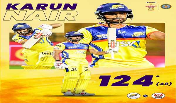 Karun Nair’s explosive century propels Mysore Warriors to 27-run victory
