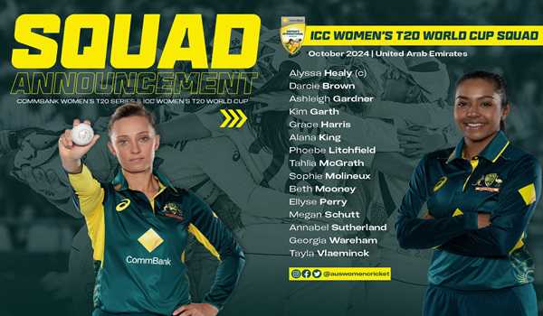 Aus announce squad for ICC women’s T20 World Cup