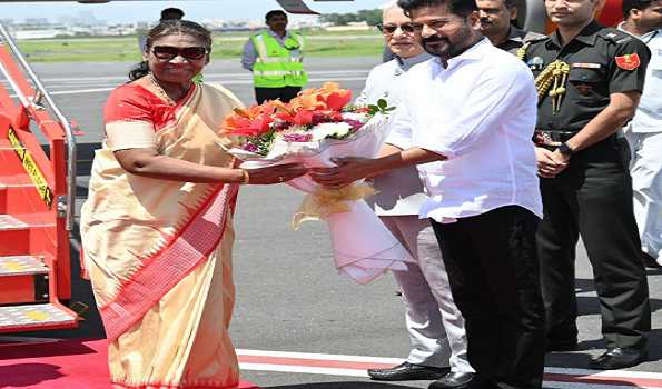 President Droupadi Murmu arrives in Hyderabad for one-day visit