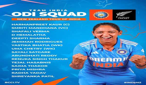India name ODI squad for New Zealand series