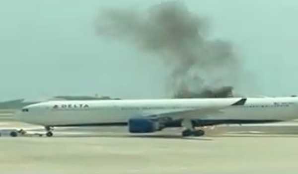 Airbus A330 catches fire at airport in US