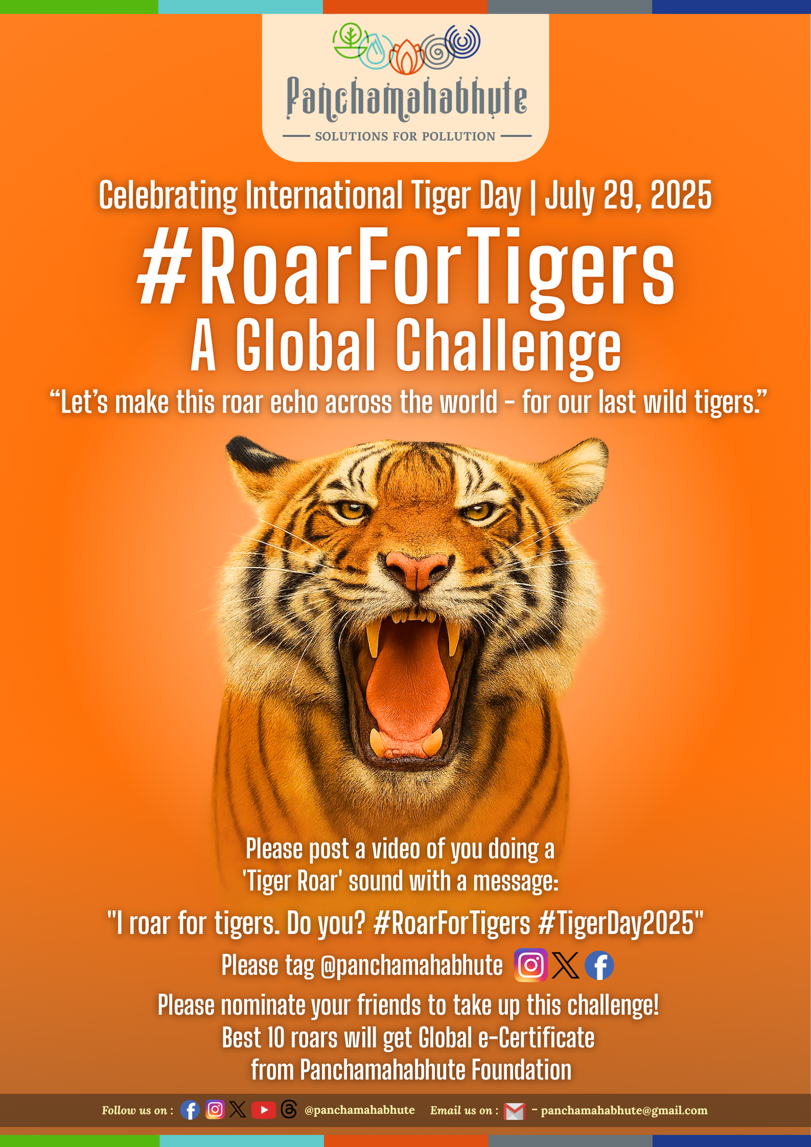 Panchamahabhute Foundation launches #RoarForTigers Global Challenge on International Tiger Day