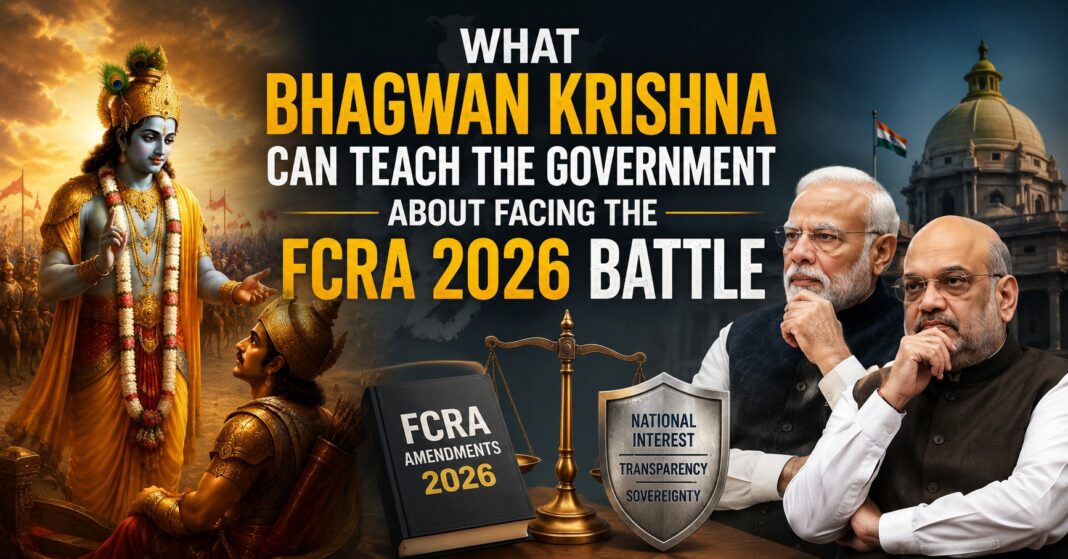 Bhagwan Krishna, Arjuna and Indian government debate over FCRA Amendment Bill 2026