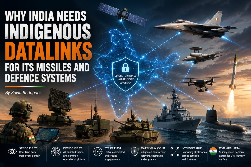 Indigenous Datalink for Indian Defence Diagram illustrating India Needs Indigenous datalinks in missile and defence networks